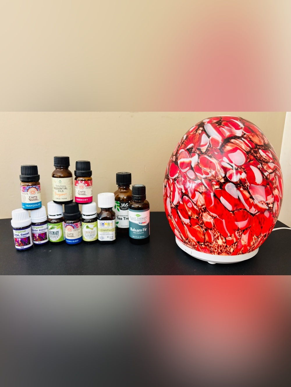 RUBY MARBLE OIL DIFFUSER (GREENAIR) 10 hrs with Essential Oils